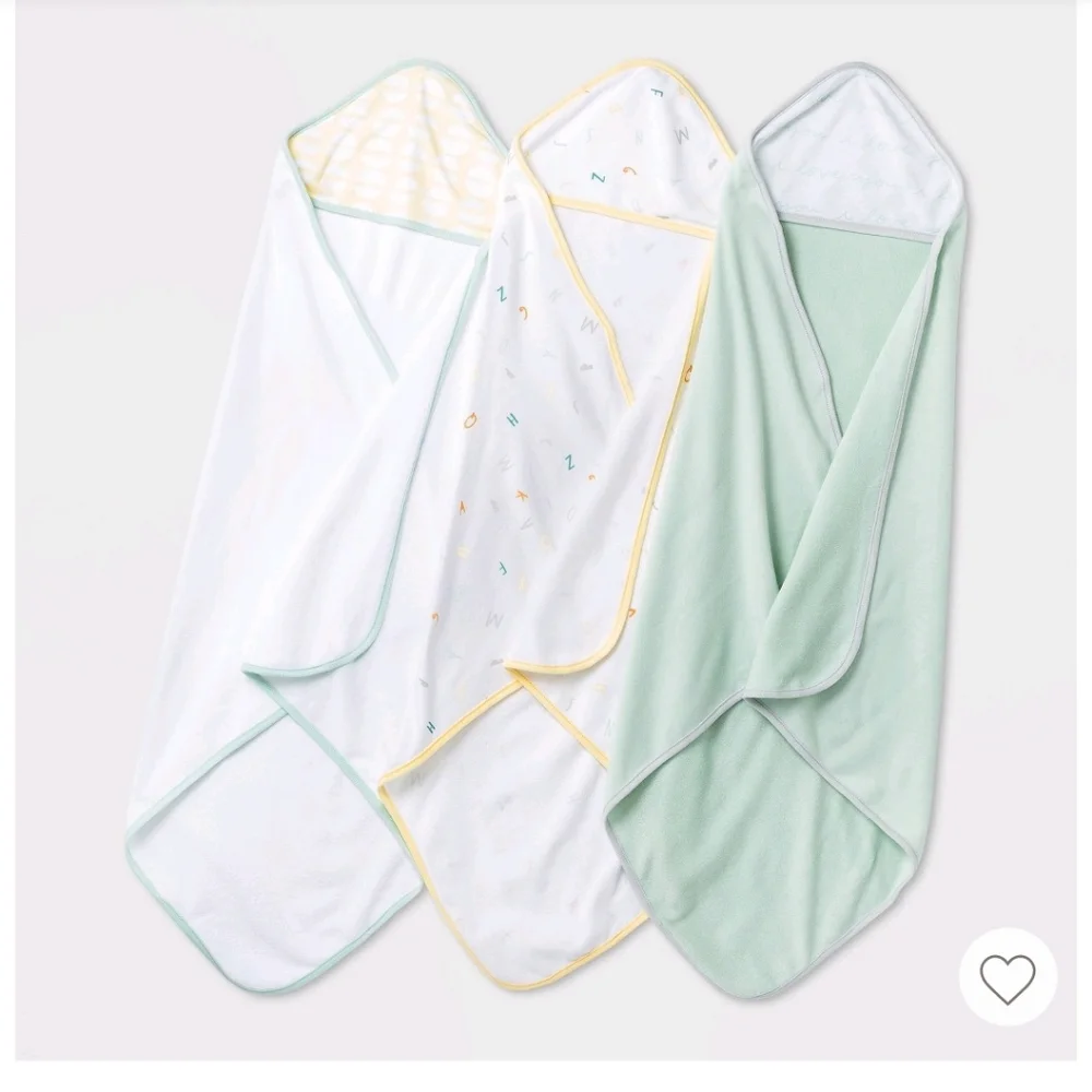 Cloud Island Baby Girls 3pk ABC Hooded Towels